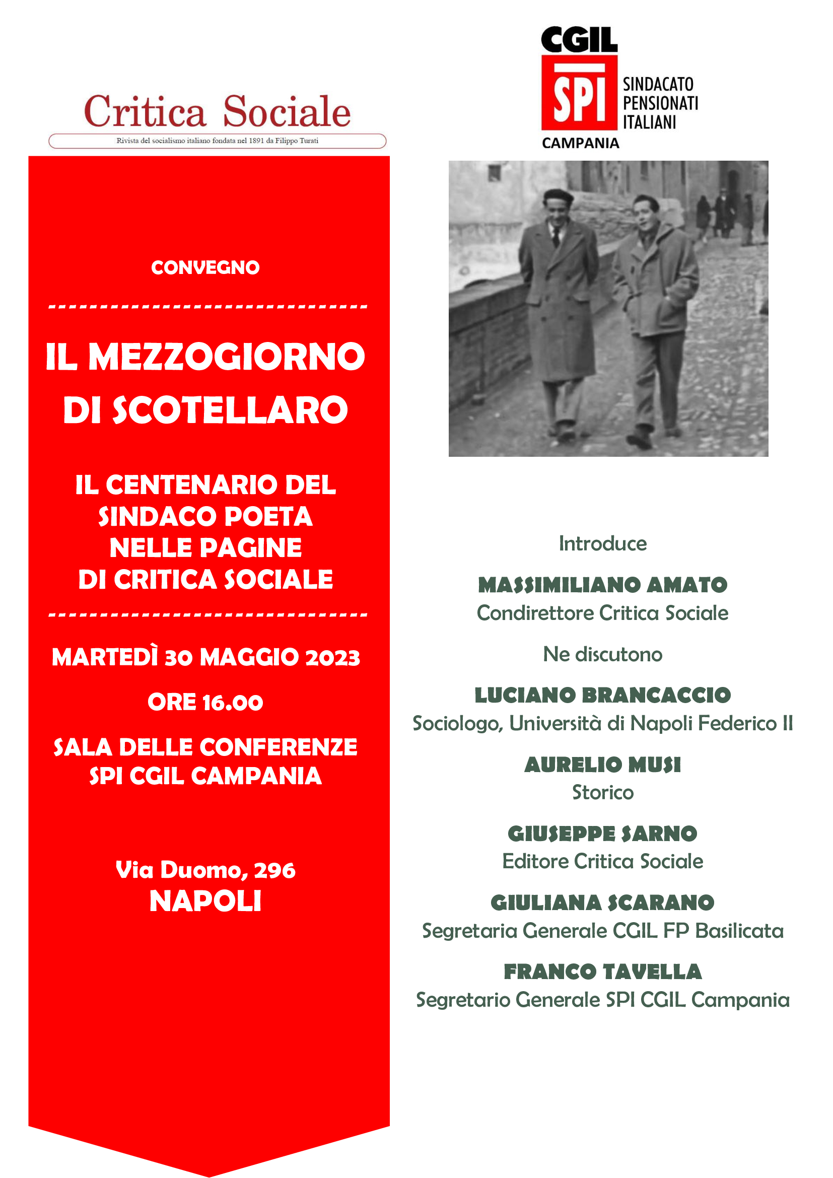 Il Mezzogiorno di Scotellaro nelle pagine di Critica Sociale, convegno a Napoli il 30 maggio